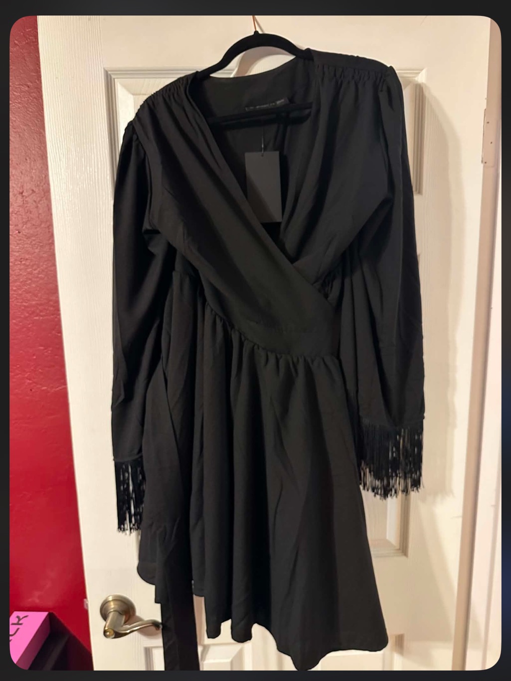 La Femme En Noir Black Styx Wrap Dress — image 4 of 4